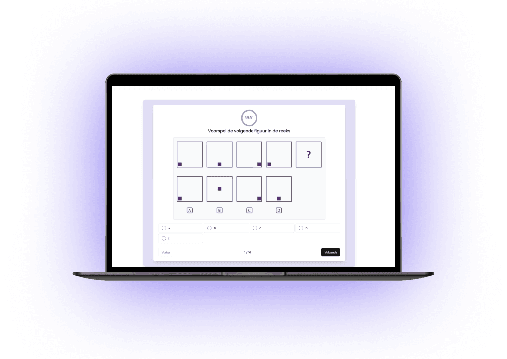 Assessment practice interface on laptop